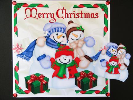 Snowman Family All Wrapped Up for Winter with Presents by Valerie Spowart