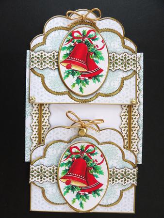 Christmas Bells g Flake Anglaise Scallop Decoupage Card Kit by Valerie Spowart