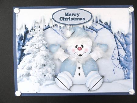 Cute Snowman Skiing in the Snow by Valerie Spowart