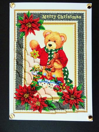 Teddy and Poinsettias Scalloped Corners by Valerie Spowart