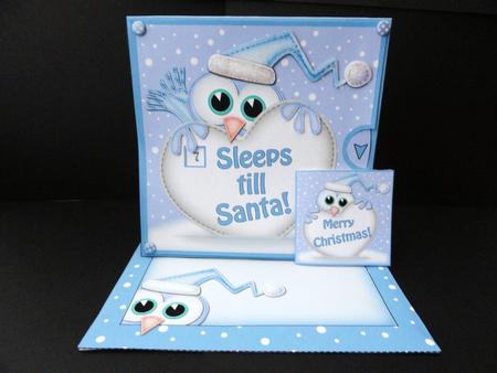 3D Xmas Hoot Owl Sleeps Till Santa Countdown Moveable Card by Valerie Spowart