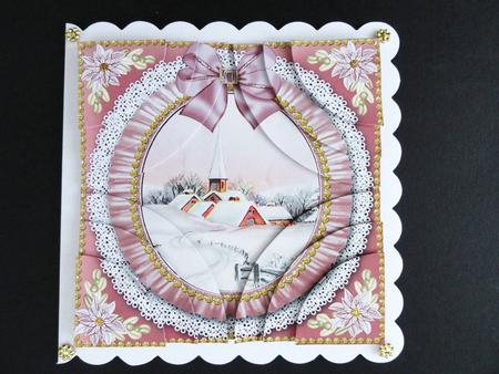 Pink Church Ruffle 5in Quad Round Corner Stacker by Valerie Spowart