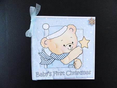 Cute Hunney Bear Robert has a Christmas Star - Babys 1st Christmas Scalloped Corner Stacker by Valerie Spowart
