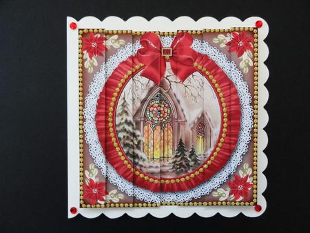 Church Window Ruffle 5in Side Stacker Card Front by Valerie Spowart