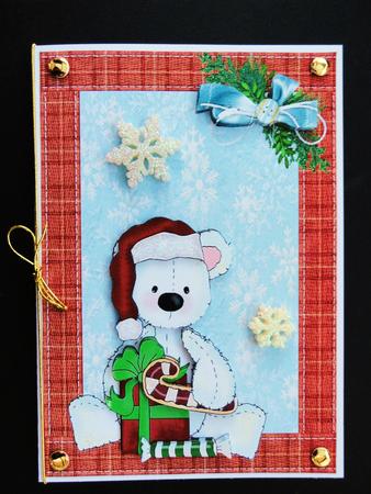 Cute Polar Bear with Presents in a Gingham Frame by Valerie Spowart