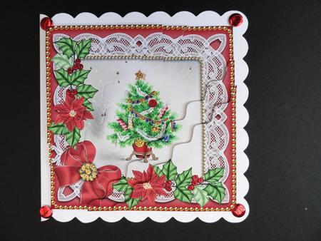 Elegant Tree Red 5in Scallop Triangle Corner Stacker by Valerie Spowart