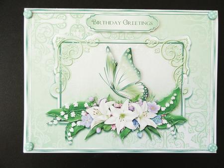 Green Butterfly and Florals Quick Card with Decoupage by Valerie Spowart