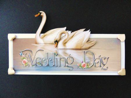 Swans in Love Wedding Over the Top Large Card by Valerie Spowart