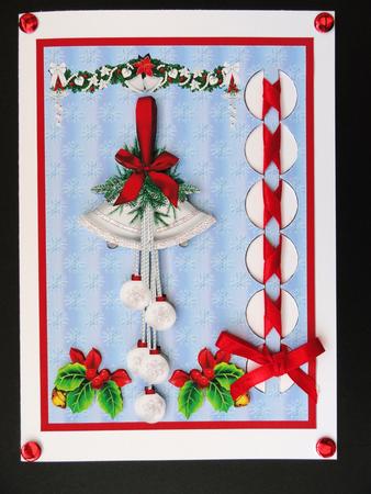 Woven Ribbon Card - Silver Christmas Bells by Valerie Spowart
