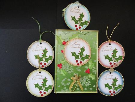Round Christmas Tags with Holly 2 by Valerie Spowart