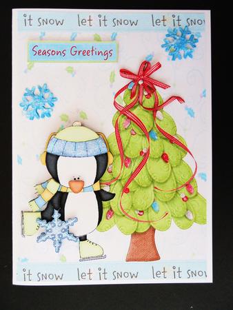 Ice Skating Penguin with Christmas Tree by Valerie Spowart