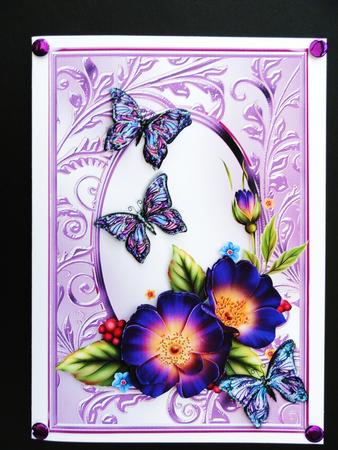 Beautiful Flora and Butterfly's in Lilac Swirl Frame by Valerie Spowart