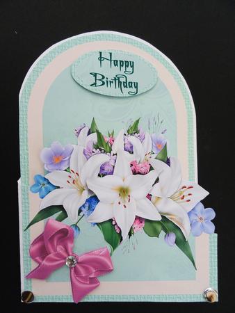 Cutaway Lilies on Pale Green (birthday) by Valerie Spowart