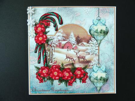Christmas Greetings Vintage Snowscene by Valerie Spowart
