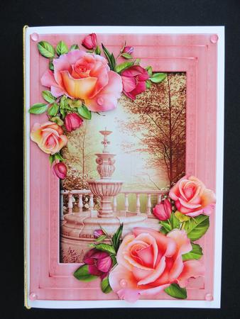 Peach & Pink Rose Fountain by Valerie Spowart