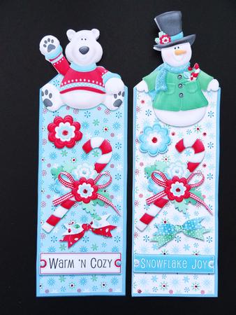 Polar Pals Snowman N Bear Warm N Cozy Bookmarks by Valerie Spowart