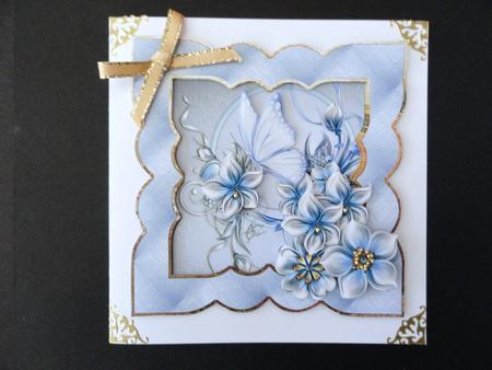 Blue Florals and Butterfly by Valerie Spowart