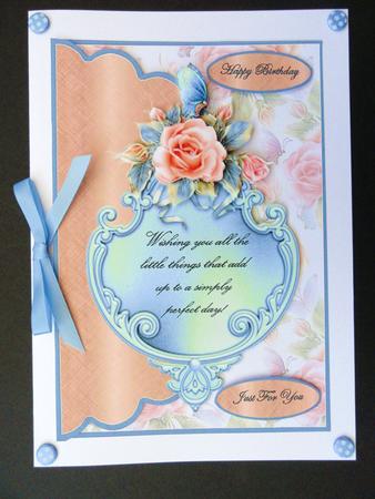 Floral Blue Birthday Verse by Valerie Spowart