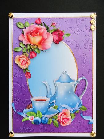 Tea Time & Roses - Blue by Valerie Spowart