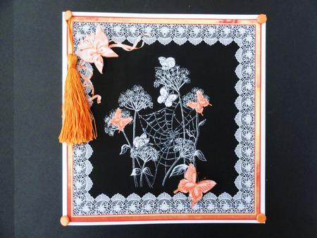 8x8 Black and Gold Meadowsweet & Butterflies Decoupage by Valerie Spowart