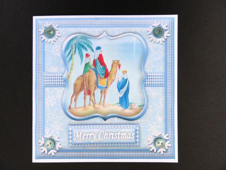 Christmas Vintage Three Wise Men Following Star Card Front by Valerie Spowart