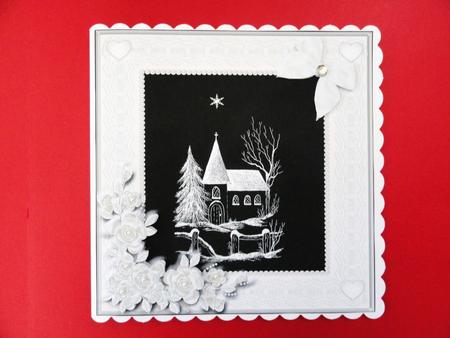 Black and White Church in Snow Step by Step Decoupage by Valerie Spowart