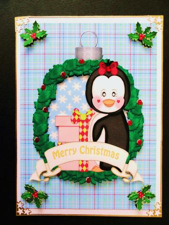 Christmas Wreath Penguin Topper 1 by Valerie Spowart