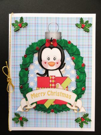 Christmas Wreath Penguin Topper 2 by Valerie Spowart