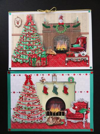 Two Christmas Fireplace Scenes by Valerie Spowart