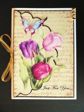 Envelop Vintage Tulips and Butterflie by Valerie Spowart