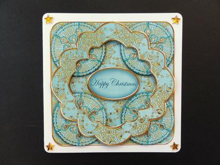 Dteal Goldflake Happy Christmas 3D Rosette Topper by Valerie Spowart