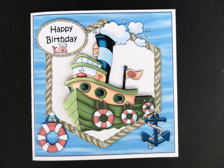 Tug Boat Birthday Wishes 1 by Valerie Spowart