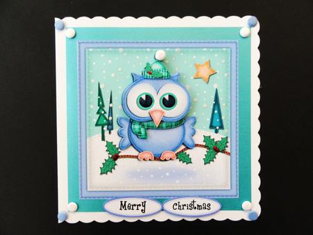 Xmas Little Hoot Owl Quick Card N 3D Decoupage by Valerie Spowart