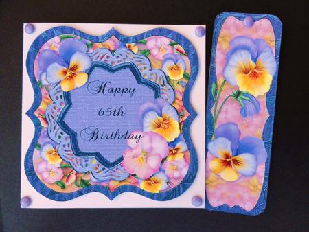 Happy 65th Birthday Topper, Insert & Bookmark by Valerie Spowart