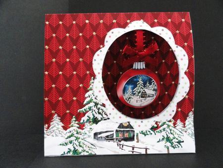 Snowy Christmas Scene Tent Aperture Card by Valerie Spowart