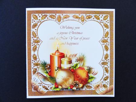Christmas Candles and Baubles with Holly Frame by Valerie Spowart