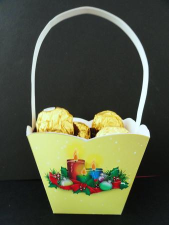 Christmas Gift / Sweet Basket with Candles by Valerie Spowart