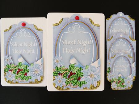 Pastel Blue Poinsettia Silent Night Sentiment Tag Sheet by Valerie Spowart