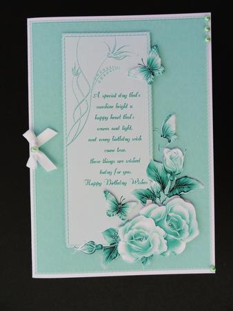 Lovely Roses and Butterflies Green by Valerie Spowart