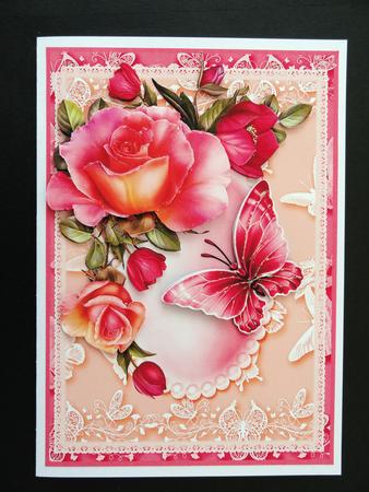 Stunning Flutters and Roses in Pink and Peach by Valerie Spowart