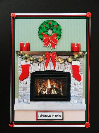 Christmas Fireplace Scene 3D Decoupage by Valerie Spowart