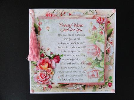 Pink Rose Birthday Verse 8x8inch Step by Step by Valerie Spowart