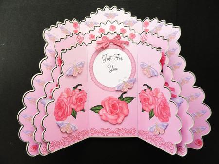 Triple Layer Gatefold - Roses and Butterflies by Valerie Spowart