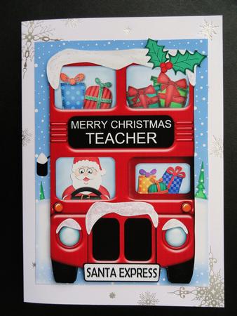 A4 Xmas Santa Express Teacher Card Topper by Valerie Spowart
