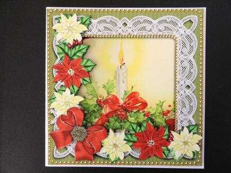 Single Candle Poinsettia Olive 8in Card Front Mini Kit by Valerie Spowart