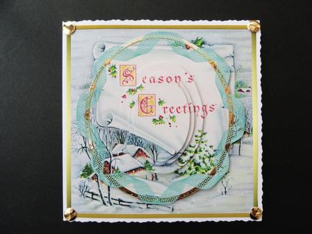 Vintage Christmas Scroll Seasons Greetings by Valerie Spowart