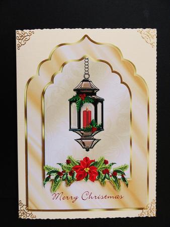 Christmas Lantern Scalloped Edge Card Front by Valerie Spowart