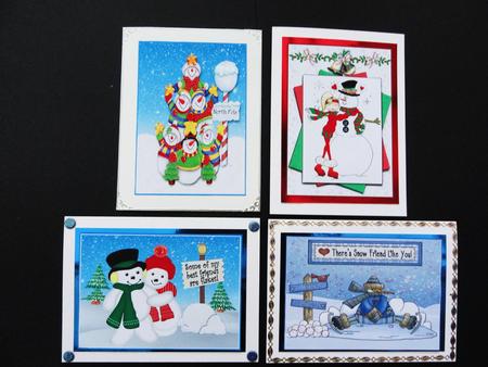 Selection of Four Snowman Themed Toppers by Valerie Spowart