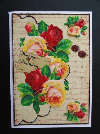Vintage Roses Envelop Birthday by Valerie Spowart