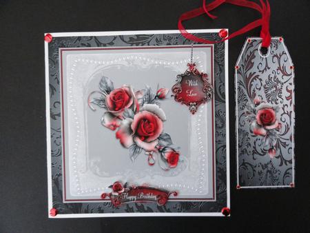8x8 Red Roses & Pearls Mini Kit by Valerie Spowart